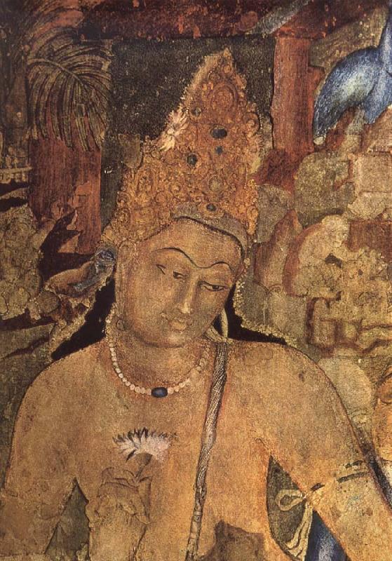 Large bodhisattva, cave i Ajanta, unknow artist